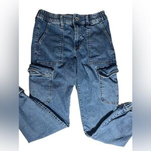 Sol High Rise Mom Jeans - Juniors Size 3/26W - Elastic Waist Tapered Ankle